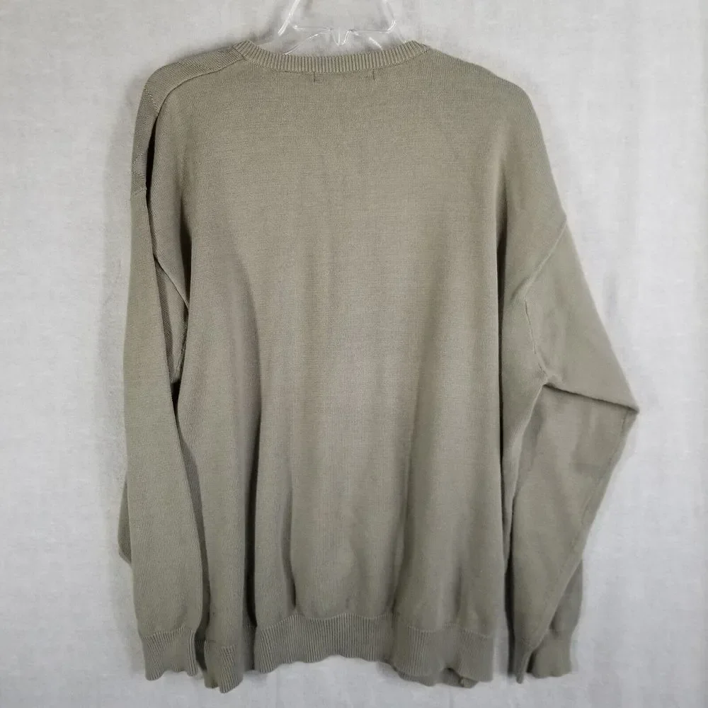 Vintage Northern Isles Men's 2XL Sweater Olive Green V-Neck‎ Argyle Textured